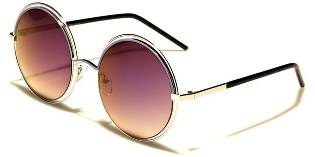 Oversized Metal Round Frame Sunglasses for Women Silver Purple Purple Mirror Lens Unbranded m10304f