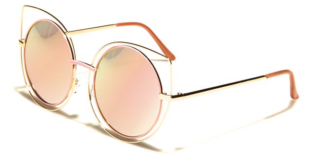 Oversized Round Flat Mirror Lenses Sunglasses for Women Gold Pink Pink & Yellow Mirror Unbranded m10323-ft-cmd