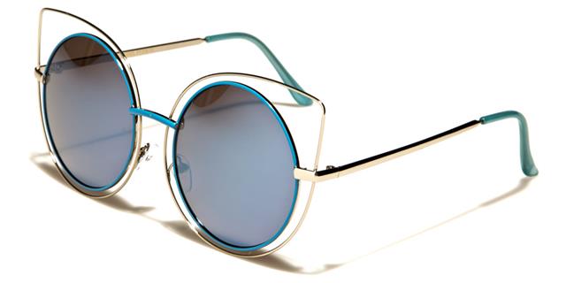 Oversized Round Flat Mirror Lenses Sunglasses for Women Silver Blue Blue Mirror Lens Unbranded m10323-ft-cme