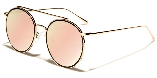 Oversized Round Metal Frame with Pink Mirror Lenses Sunglasses for Women Gold Black Pink Mirror Lens Unbranded m10331-ft-pinka