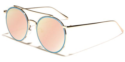 Oversized Round Metal Frame with Pink Mirror Lenses Sunglasses for Women Unbranded m10331-ft-pinkb Gold Blue Pink Mirror Lens