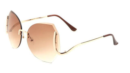 Womens Oversized Rimless Butterfly Sunglasses Gold Brown Gradient Lens Unbranded m10499-metal-sunglasses-01