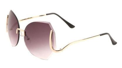 Womens Oversized Rimless Butterfly Sunglasses Gold Smoke Pink Gradient Lens Unbranded m10499-metal-sunglasses-03