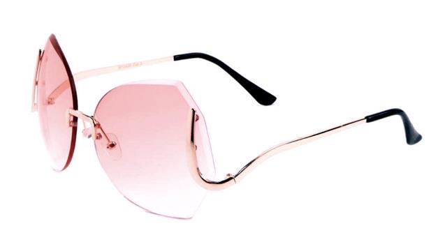 Womens Oversized Rimless Butterfly Sunglasses Unbranded m10499-metal-sunglasses-08 Gold Pink Gradient Lens