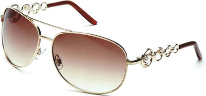 Women's Designer Oversized Pilot Diamante Sunglasses UV400 Gold Brown Brown Gradient Lens Eyelevel madison