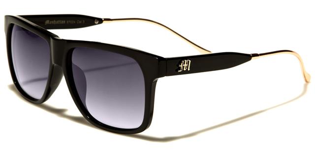 Mens Designer Retro Classic Classy Sunglasses Black Gold Smoke Lens Manhattan mh87024c