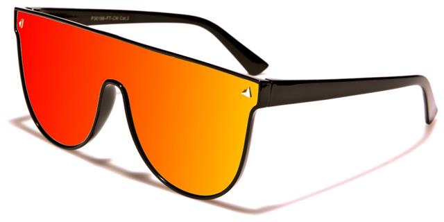 Ibiza Flat Lens Mirrored Shield Sunglasses for Women Black Orange & Red Mirror Lens Unbranded p30186-ft-cmcc