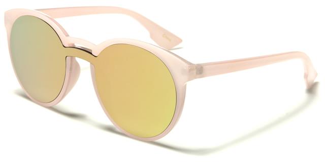 Women's Round Flat Mirror Lens Sunglasses Unbranded p30270f Pink Pink & Yellow Mirror Lens