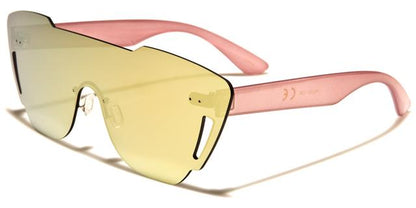 Clubbing Flat Shield Mirrored Ibiza Sunglasses for Men Women Unbranded p6246-cmc Pink Pink Yellow & Green Mirror Lens