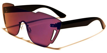 Clubbing Flat Shield Mirrored Ibiza Sunglasses for Men Women Unbranded p6246-cme Black Hot Pink & Yellow Mirror Lens