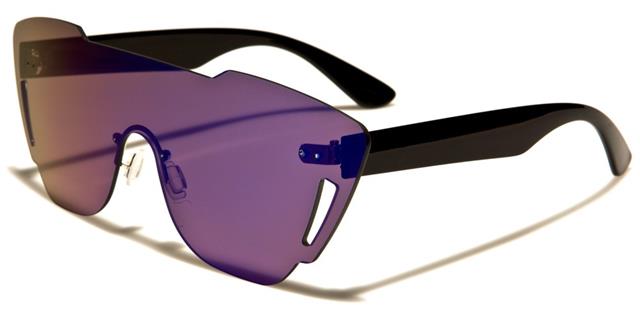 Clubbing Flat Shield Mirrored Ibiza Sunglasses for Men Women Unbranded p6246-cmg Black Dark Purple Mirror Lens