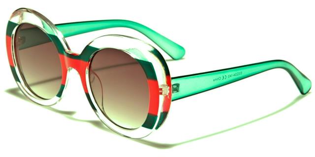 Designer Luxury Retro colour Block Women's Round Clout Sunglasses Clear Green Red Green Smoke Gradient Lens Unbranded p6450e