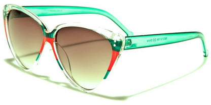 Designer Luxury Retro colour Block Women's Cat Eye Sunglasses Clear Green Red/Green Smoke Gradient Lens Unbranded p6451g