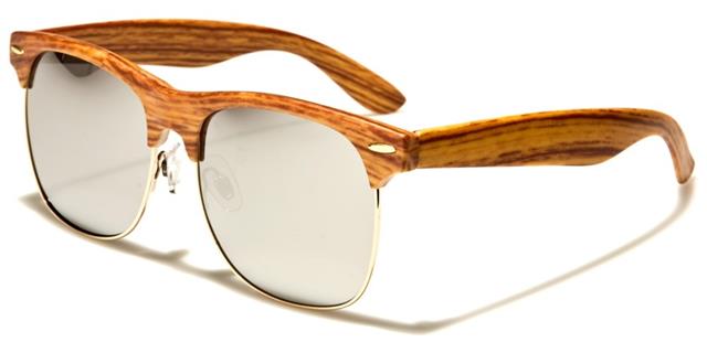 Unisex Faux wood look Half Rim Classic Mirror sunglasses Medium Wood Look/Silver Mirror Lens Unbranded p9133-wd-cma