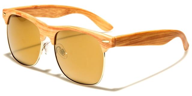 Unisex Faux wood look Half Rim Classic Mirror sunglasses Medium Wood Look/Brown Mirror Lens Unbranded p9133-wd-cmd