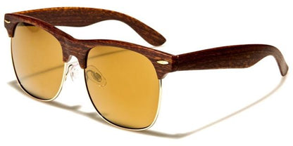 Unisex Faux wood look Half Rim Classic Mirror sunglasses Dark Wood Look/Brown Mirror Lens Unbranded p9133-wd-cme