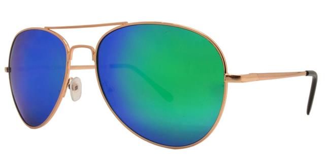 Designer Polarized Pilot Metal Mirrored Sunglasses Men's Women's Gold Green & Blue Mirror Lens Unbranded pl9090rva