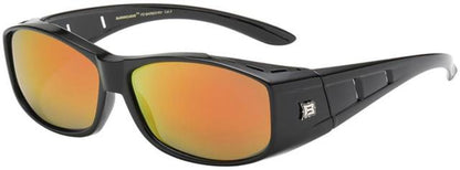 Unisex Polarized Cover Over Fit Over your Glasses Mirrored Sunglasses Polarised Black Orange Mirror Lens Barricade pz-bar603-rv-3