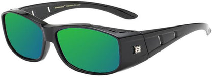 Unisex Polarized Cover Over Fit Over your Glasses Mirrored Sunglasses Polarised Black Green & Blue Mirror Lens Barricade pz-bar603-rv-5
