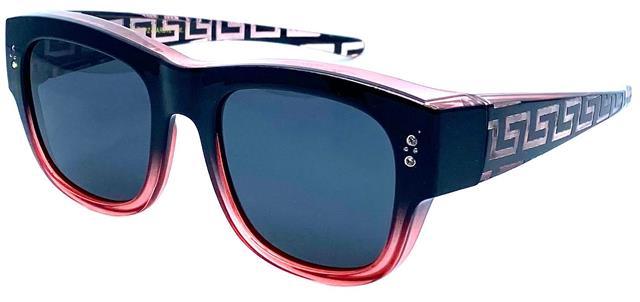 Women's Polarised Butterfly Fit Over Sunglasses Cover Over Glasses Diamante Black & Pink Smoke Lens Barricade pz-bar612c