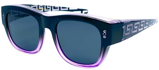 Women's Polarised Butterfly Fit Over Sunglasses Cover Over Glasses Diamante Black & Purple Smoke Lens Barricade pz-bar612d