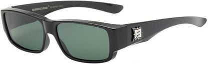Polarized Small fit Over Cover Over your Glasses Sunglasses Gloss Black Green Lens Barricade pz-bar613-2