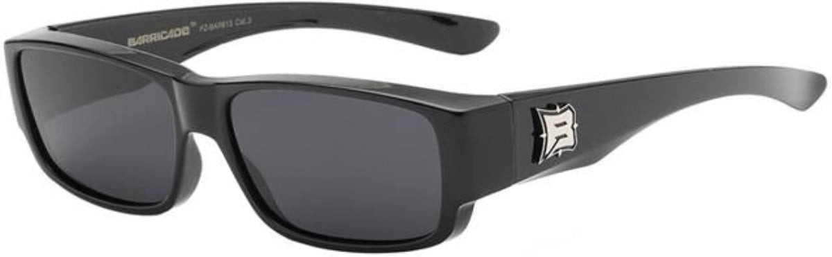Polarized Small fit Over Cover Over your Glasses Sunglasses Gloss Black Black Lens Barricade pz-bar613-5