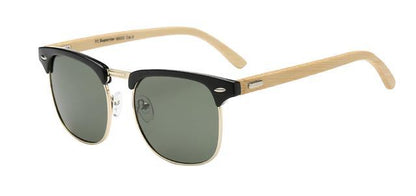 Men's Women's Polarized sunglasses Wooden Bamboo Half frame Gloss Black/Light Wood Arm/Green Lens Superior pz-sup89002-03_1800x1800_1bd2a3e7-9c93-48e0-89dc-32892cd2b411
