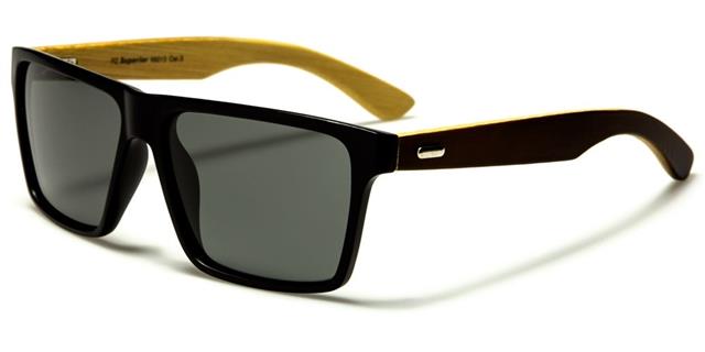 Polarized Wooden Bamboo Sunglasses Big Classic Skateboarding Superior pz-sup89013c Matt Black Dark Wood Smoke Lens