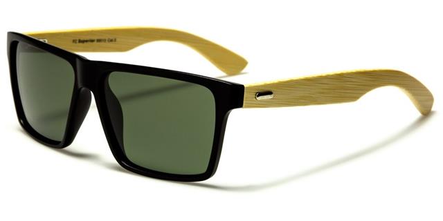 Polarized Wooden Bamboo Sunglasses Big Classic Skateboarding Gloss Black Natural Wood Green Lens Superior pz-sup89013d