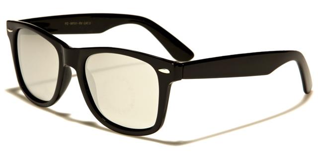 Designer Polarized Unisex Retro Classic Square Sunglasses GLOSS BLACK SILVER MIRROR LENS Unbranded pz-wf01-rva