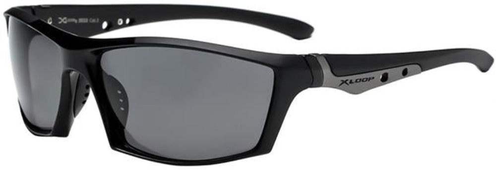 Men's Polarised Sports Wrap Around Sunglasses Great for Driving and Fishing Matt Black Gunmetal Smoke lens x-loop pz-x2633-3