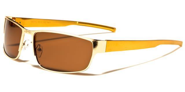 Xloop Men's Polarized Metal Sport Wrap Sunglasses Gold Brown Lens x-loop pz-xl1434d