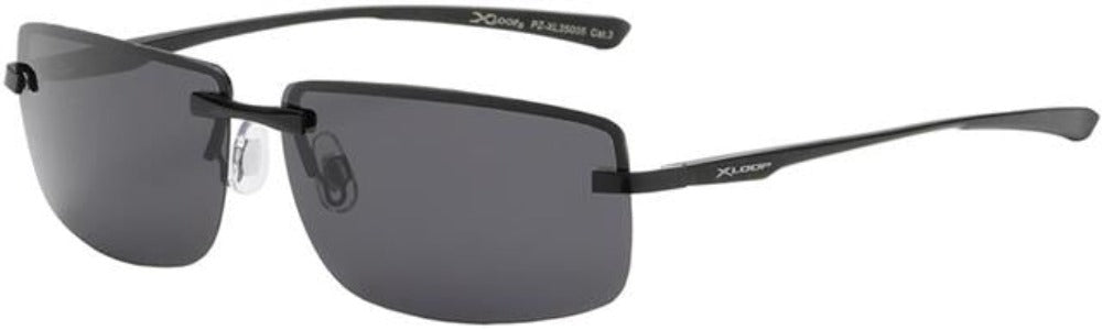 X-Loop Metal Polarised Rimless Driving Fishing sunglasses Black Black Lens X-Loop pz-xl35005-2