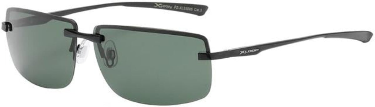 X-Loop Metal Polarised Rimless Driving Fishing sunglasses Black Green Lens X-Loop pz-xl35005-3