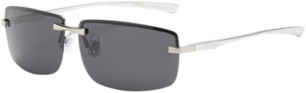X-Loop Metal Polarised Rimless Driving Fishing sunglasses Silver Smoke lens X-Loop pz-xl35005-5
