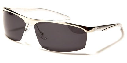 X-Loop Metal Semi-Rimless Polarised Driving Sports Sunglasses Silver Silver Smoke lens X-Loop pz-xl35006c