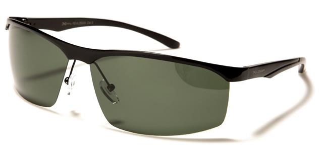 X-Loop Metal Semi-Rimless Polarised Driving Sports Sunglasses Black Black Green Lens X-Loop pz-xl35006d