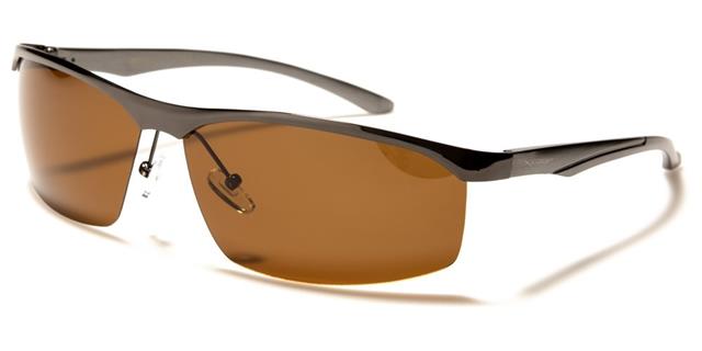 X-Loop Metal Semi-Rimless Polarised Driving Sports Sunglasses Gunmetal Gunmetal Brown lens X-Loop pz-xl35006e