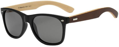 Men's Women's Polarized Wooden Bamboo Temple Driving Sunglasses Matt Black Dark Wood Smoke Lens Superior pzsup890012