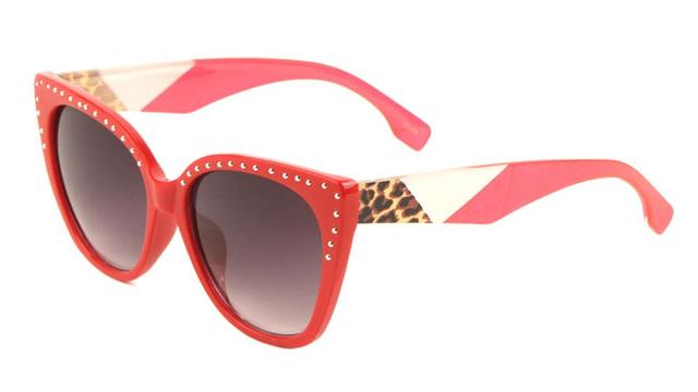 Rhinestone Animal Print Colour Block Retro Womens Cat Eye Sunglasses Red Smoke Gradient Lens Unbranded rh-3239-rhinestone-sunglasses-03