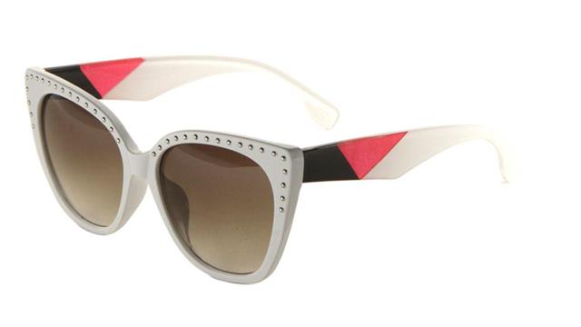 Rhinestone Animal Print Colour Block Retro Womens Cat Eye Sunglasses White Brown Gradient Lens Unbranded rh-3239-rhinestone-sunglasses-04