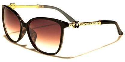 VG Large Cat eye Vintage Sunglasses for women Black Grey Pattern Gold Brown Gradient Lens VG rs1864d