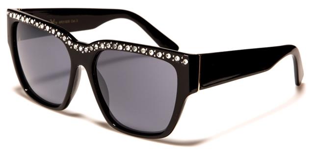 Rhinestone Brow Classic Womens Sunglasses Black Silver Rhinestone Smoke Lens VG rs1926a-_1