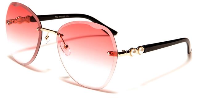 VG Rimless Butterfly Shield Sunglasses for women VG rs1952b Black Gold Red Gradient Lens