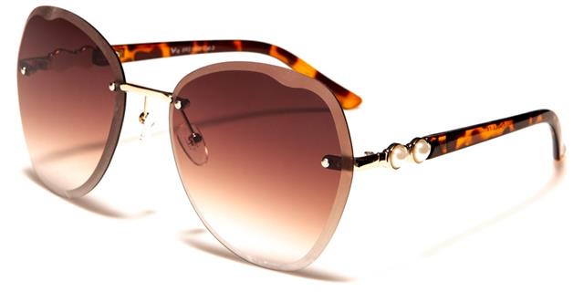 VG Rimless Butterfly Shield Sunglasses for women Brown Gold Brown Gradient Lens VG rs1952d