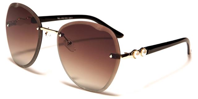 VG Rimless Butterfly Shield Sunglasses for women VG rs1952e Black Gold Brown Smoke Gradient Lens