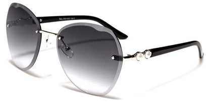 VG Rimless Butterfly Shield Sunglasses for women VG rs1952f Black Silver Smoke Gradient Lens