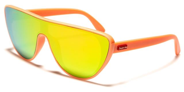 Clubbing Mirrored Flat Top Large Flat Lens Shield Sunglasses Unisex Pink Pink & Yellow Mirror Lens Superior sup82004c