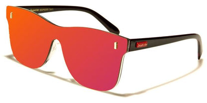 Designer Mirror Flat Lens Visor Shield Sunglasses Black & Red Hot Pink Yellow Mirror Lens Superior sup82005f